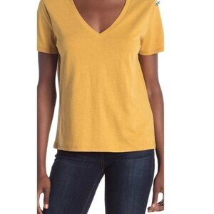 NWT BP Tan Mustard V-Neck Short Sleeve Top - S